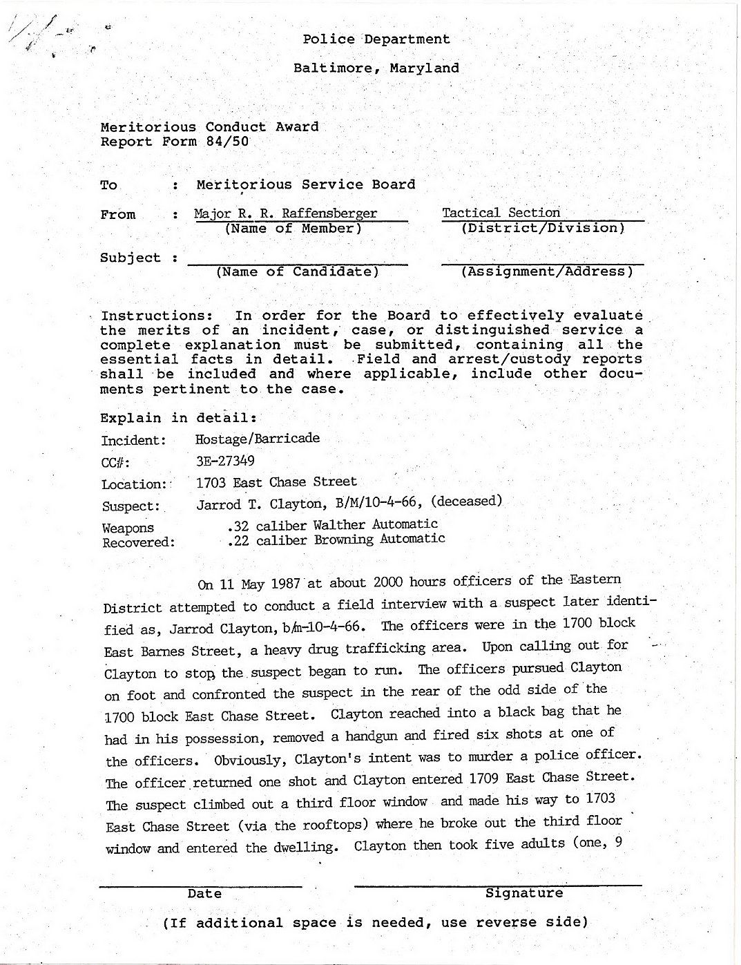1703 E. Chase St. Hostage Incident May 1987 1 1 p1 75