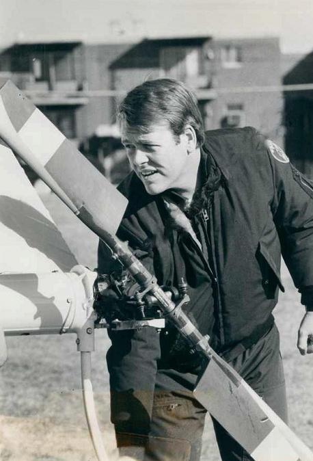 1986 Barry Wood checks tail rotor