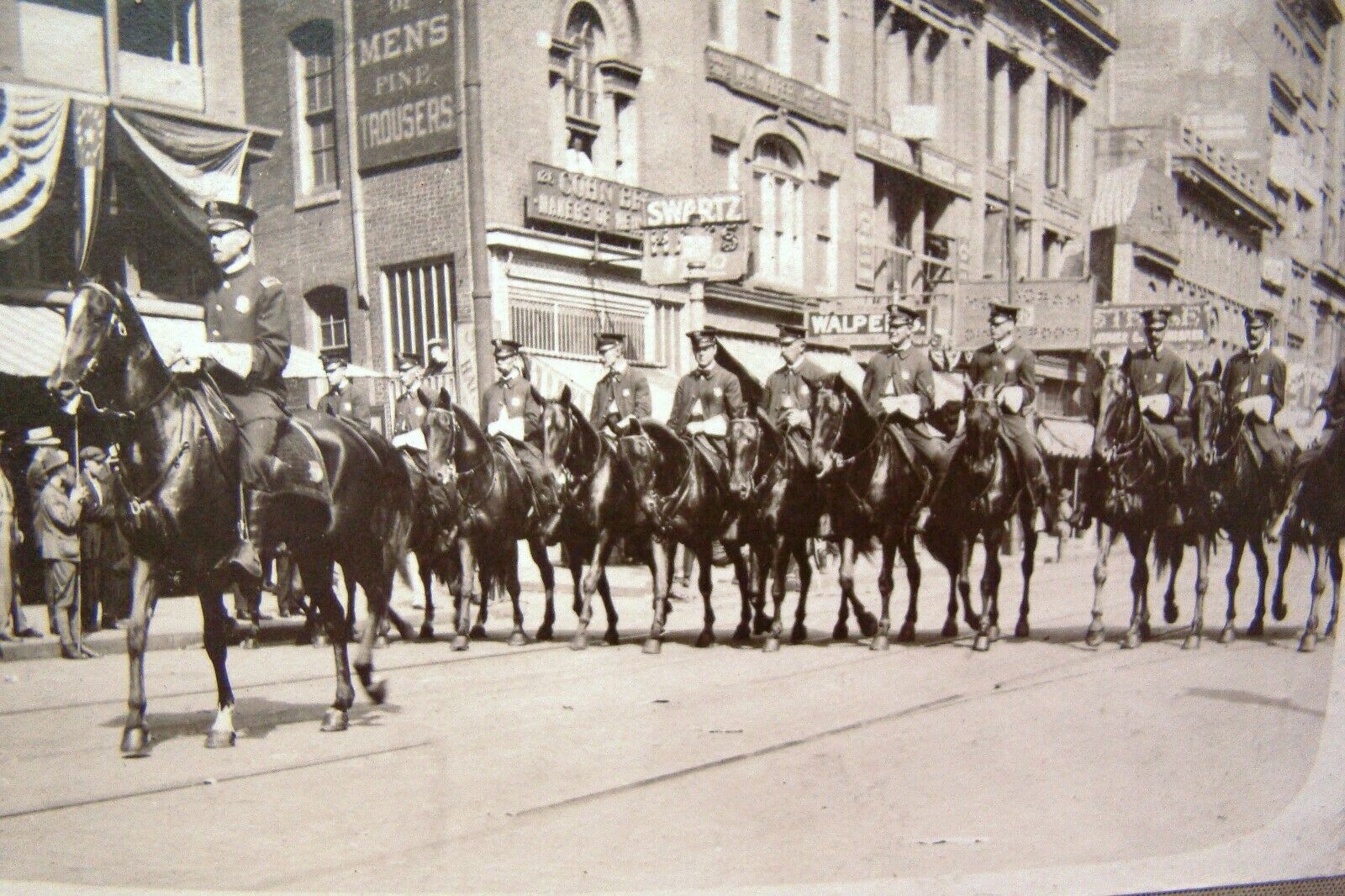 antique cabinet card photo Baltimore Police Force Mounted Police circa 1910