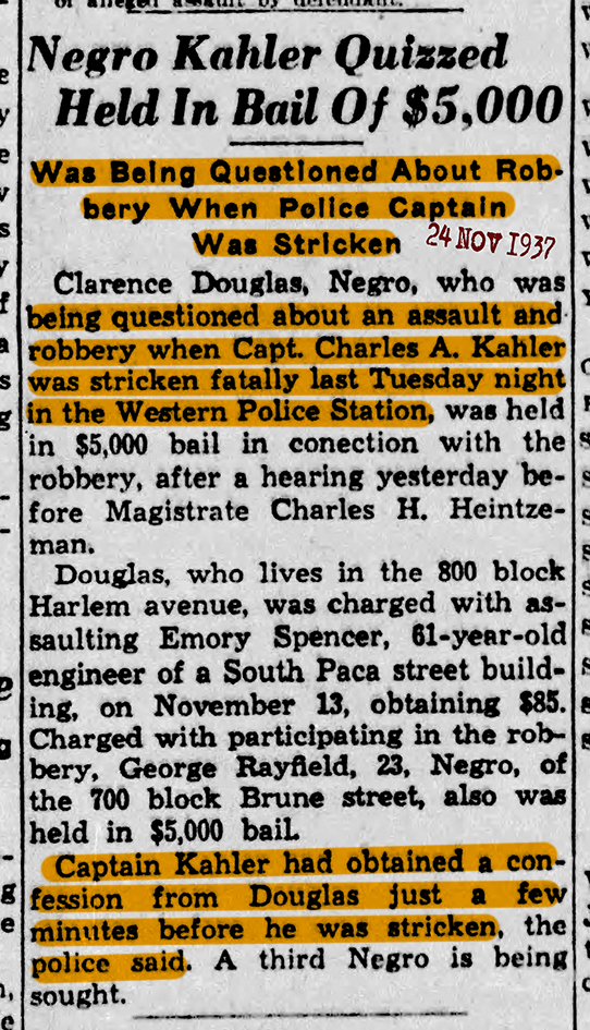 The Baltimore Sun Wed Nov 24 1937 lodd captain kahler 72