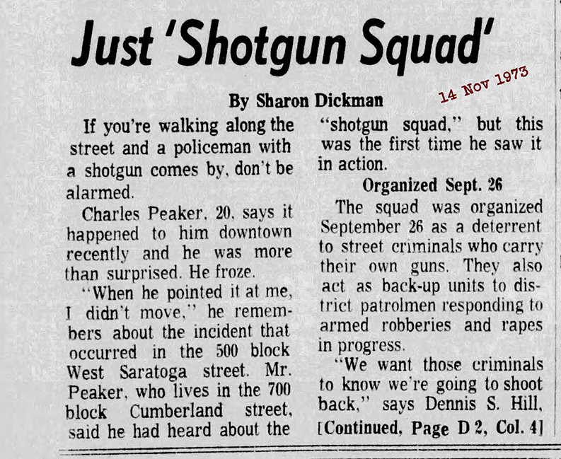 The Evening Sun Wed Nov 14 1973 shotgun unit pg 1 72